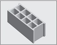 Bloc creux 20x20x50 - 3 parois B40